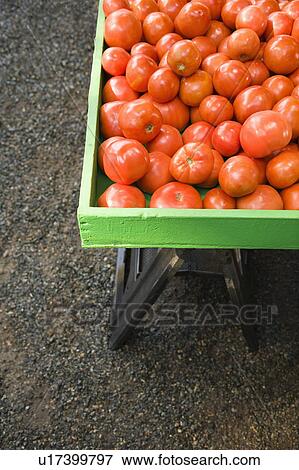 Stock Photo - Pile of red tomatoes at produce market.. Fotosearch
