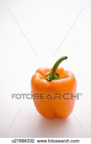 Stock Image - Single orange pepper. Fotosearch