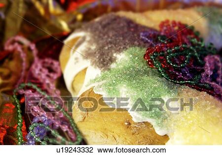 Stock Image - Mardi Gras king cake. Fotosearch