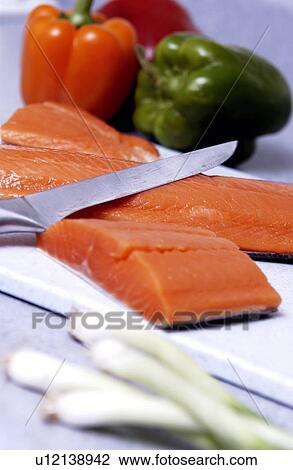Stock Image - Salmon and vegetables. Fotosearch