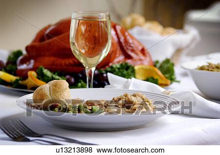 Stock Photo - Turkey dinner table setup. Fotosearch