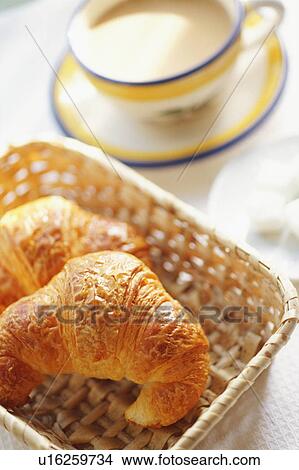 Picture - Croissant and cup of coffee. Fotosearch