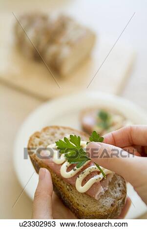 Garnishing bruschetta View Large Photo Image Stock Image - Garnishing bruschetta. Fotosearch