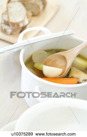 Pot of soup View Large Photo Image Stock Photo - Pot of soup. Fotosearch