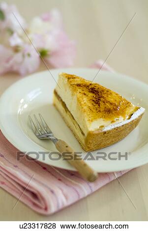 Chiboust cake on plate View Large Photo Image Stock Photo - Chiboust cake on plate. Fotosearch