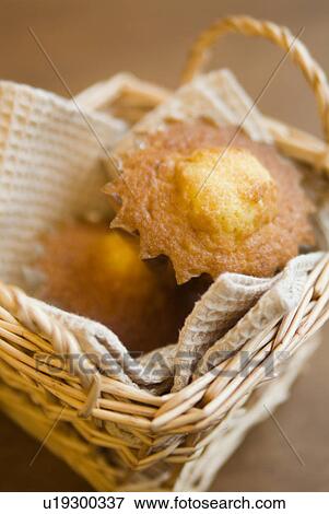 Stock Photo - Madeleine cakes in a basket. Fotosearch