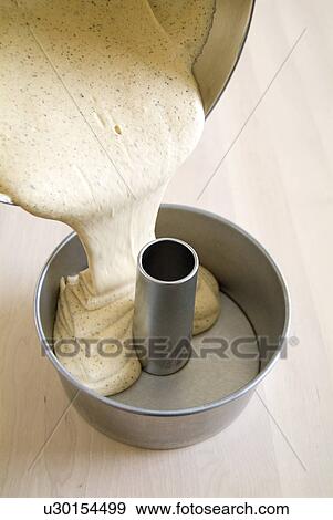 Pouring dough into a cake pan View Large Photo Image Stock Photo - Pouring dough into a cake pan. Fotosearch