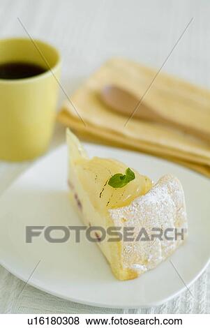 Stock Photo - Slice of pear cake. Fotosearch