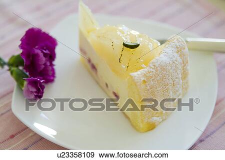 Stock Photo - Slice of pear cake. Fotosearch