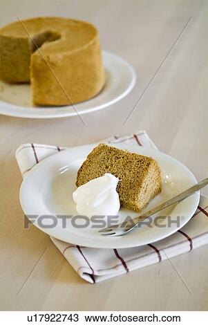 Stock Image - Tea chiffon cake. Fotosearch