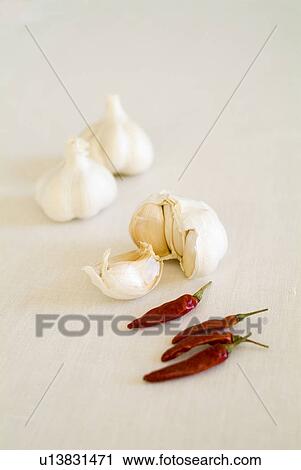Garlic and red chili peppers View Large Photo Image Stock Image - Garlic and red chili peppers. Fotosearch