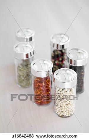 Spice jars View Large Photo Image Stock Photo - Spice jars. Fotosearch