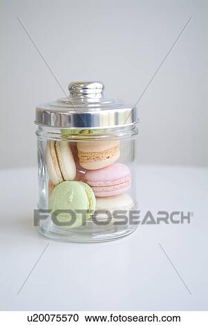 Stock Image - Macaroons in jar. Fotosearch