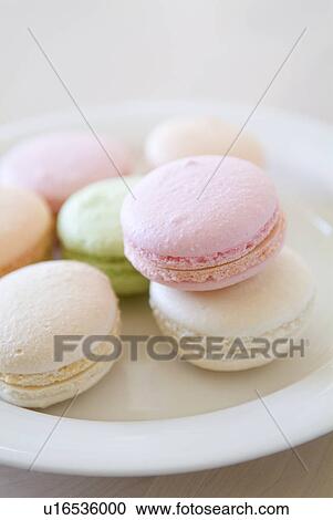 Stock Image - Macaroons on plate. Fotosearch