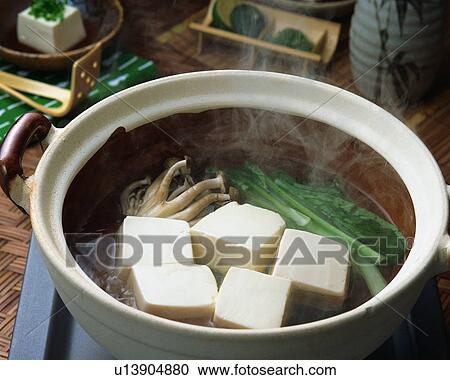 Stock Image - Bean curd in pot. Fotosearch