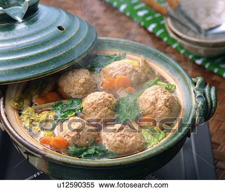 Stock Photography - Boiled chicken ball in Pot. Fotosearch