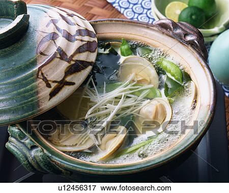 Stock Photo - Boiled clam in pot. Fotosearch