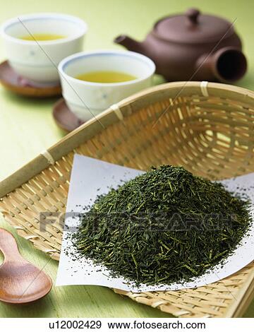 Green tea leaves View Large Photo Image Stock Photo - Green tea leaves. Fotosearch