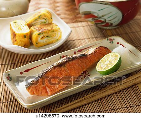 Stock Image - Grilled Salmon. Fotosearch