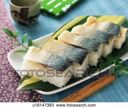 Stock Image - Mackerel sushi. Fotosearch