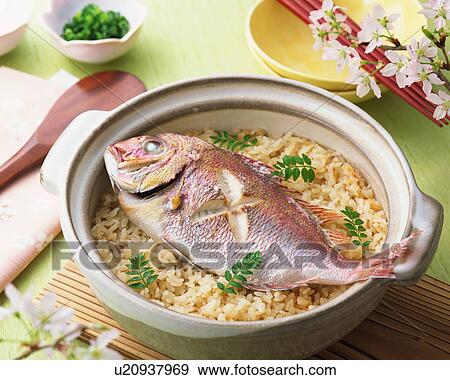 Steamed rice with red snapper View Large Photo Image Stock Photo - Steamed rice with red snapper. Fotosearch