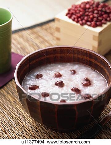 Picture - Congee with red beans. Fotosearch