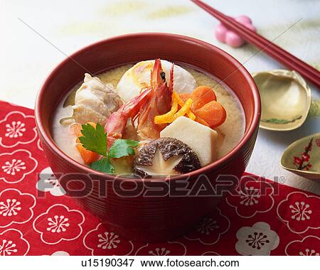 Cooked rice cake in soup View Large Photo Image Stock Photo - Cooked rice cake in soup. Fotosearch