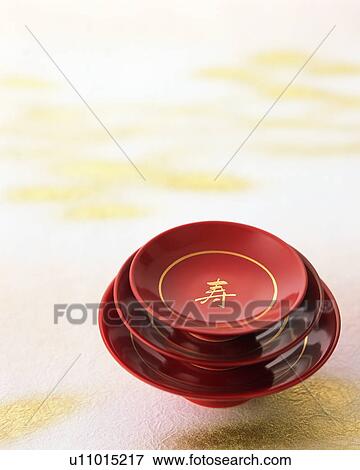 Lacquered sake cups View Large Photo Image Stock Photo - Lacquered sake cups. Fotosearch