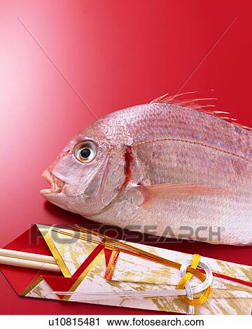 Stock Image - Uncooked red sea bream. Fotosearch