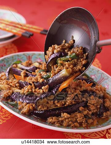 Picture - Eggplant with Minced Meat. Fotosearch