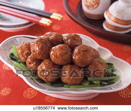 Picture - Meat Ball in Sweet and Sour Sauce. Fotosearch