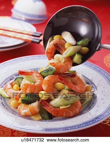 Stock Image - Sauteed Prawn with Vegetables. Fotosearch