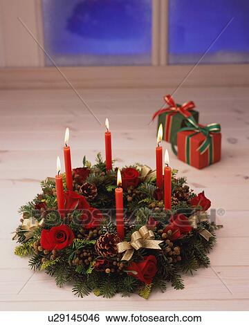 Candles with wreath View Large Photo Image Stock Photograph - Candles with wreath. Fotosearch