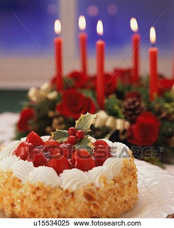 Stock Photography - Close up of strawberry cake. Fotosearch