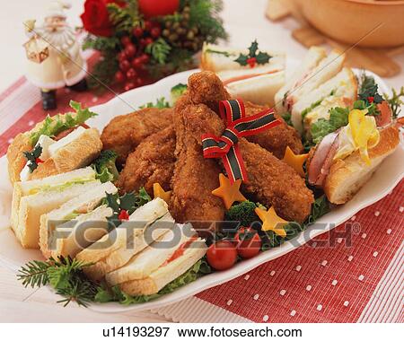 Stock Photo - Fried chicken and sandwiches. Fotosearch