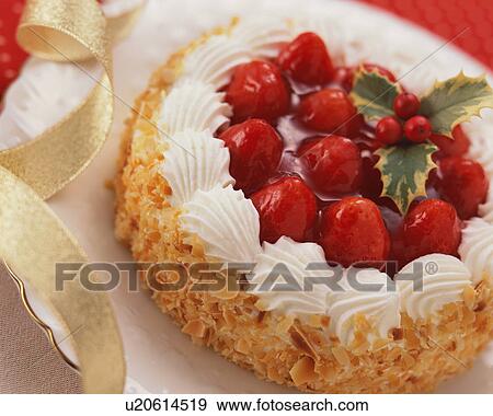 High angle view of strawberry cake View Large Photo Image Stock Photo - High angle view of strawberry cake. Fotosearch