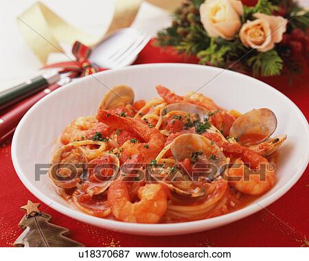 Tomato spaghetti with seafood View Large Photo Image Stock Photo - Tomato spaghetti with seafood. Fotosearch