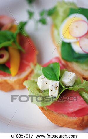 Stock Photo - Open faced sandwiches. Fotosearch
