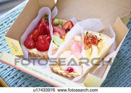 Stock Photograph - Slices of cake in a box. Fotosearch
