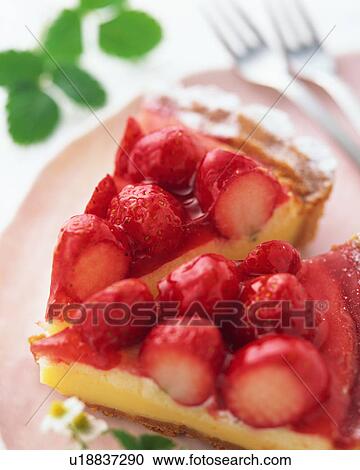 Strawberry cake, close-up View Large Photo Image Stock Image - Strawberry cake, close-up. Fotosearch
