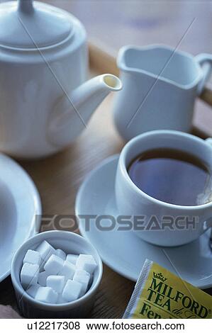 Stock Photo - Tea cup on a tray. Fotosearch