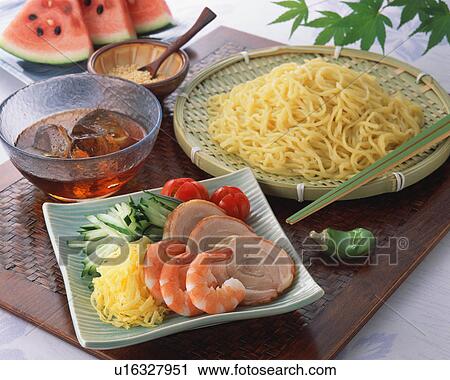 Stock Image - Cold noodle with vegetables. Fotosearch