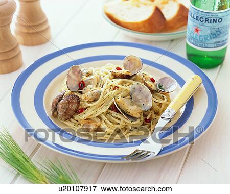 Spaghetti with clams View Large Photo Image Stock Photo - Spaghetti with clams. Fotosearch