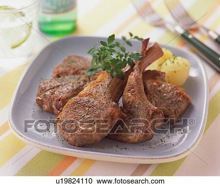 Lamb chop steak in a plate View Large Photo Image Stock Image - Lamb chop steak in a plate. Fotosearch