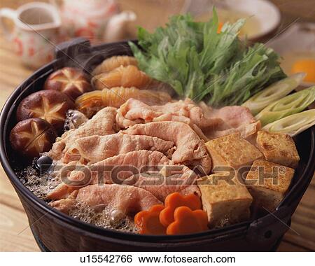 Stock Photograph - Pork sukiyaki. Fotosearch
