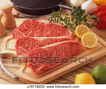 Stock Image - Uncooked marbled beef. Fotosearch
