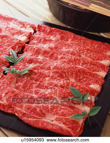 Uncooked thin marbled beef View Large Photo Image Stock Image - Uncooked thin marbled beef. Fotosearch