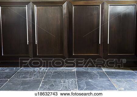 Slate tile floor and wood cabinets View Large Photo Image Stock Image - Slate tile floor and wood cabinets. Fotosearch