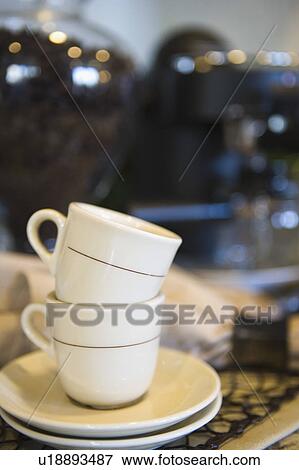 Stock Photo - Two White Coffee Cups. Fotosearch