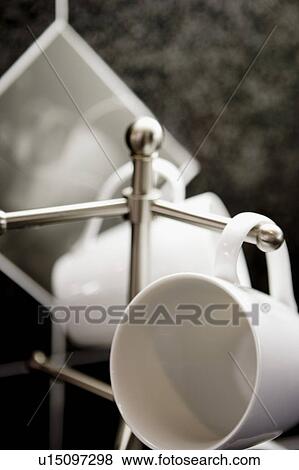 White Coffee Mugs on Rack View Large Photo Image Stock Photo - White Coffee Mugs on Rack. Fotosearch